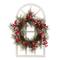 Glitzhome&#xAE; Wooden Window Frame with Flocked Pinecone &#x26; Berry Wreath